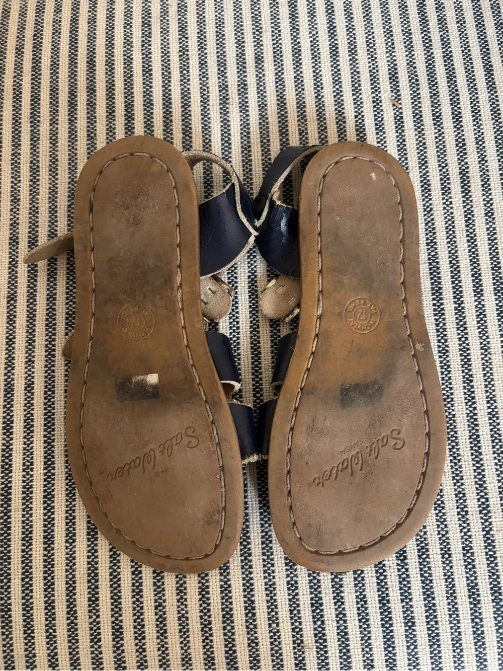 Saltwater Kids Navy Leather Sandals